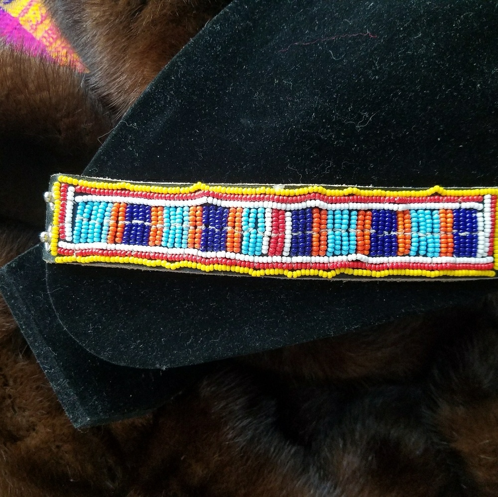 Beaded Leather snap bracelet